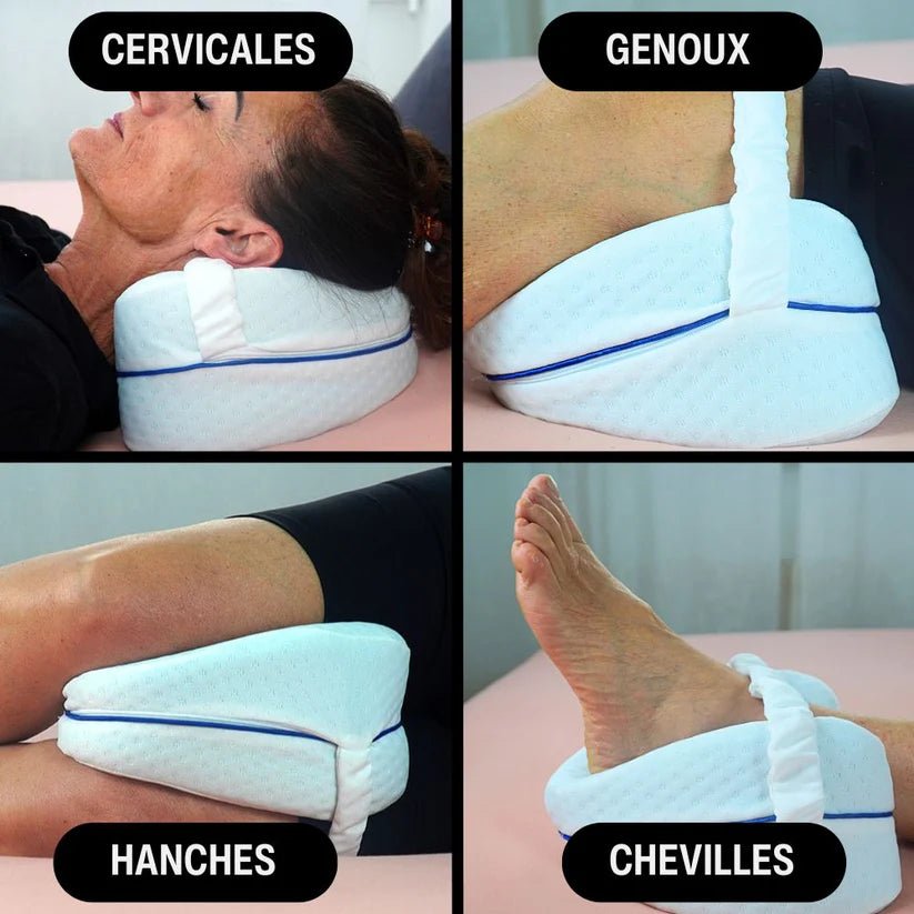 Coussin Orthopédique Genoux en Mousse à Mémoire de Forme – Alignement Colonne Vertébrale, Soulagement Sciatique - LARANA
