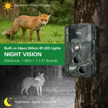 Caméra de Chasse 36MP HD - IR, Vision Nocturne & Étanche IP66 | Larana