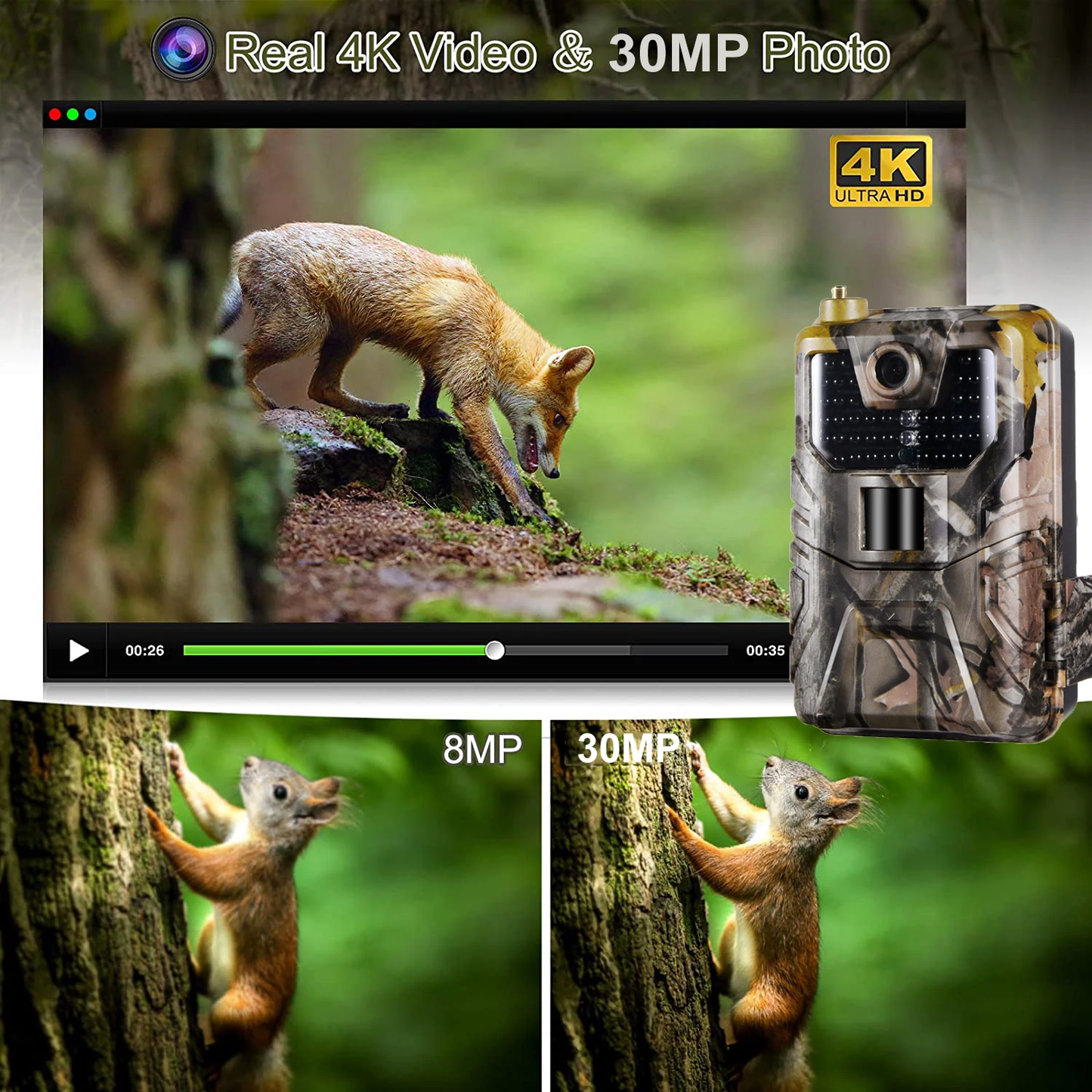 Caméra de Chasse 4K - WiFi, Bluetooth & Vision Nocturne | Larana